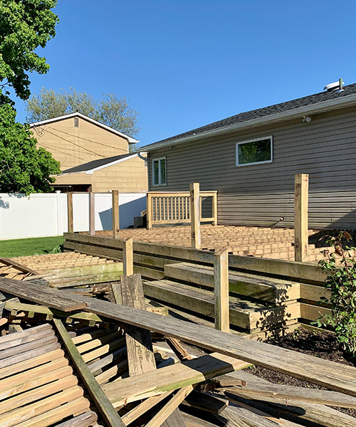 house backpatio with deck repairing in process cincinnati oh
